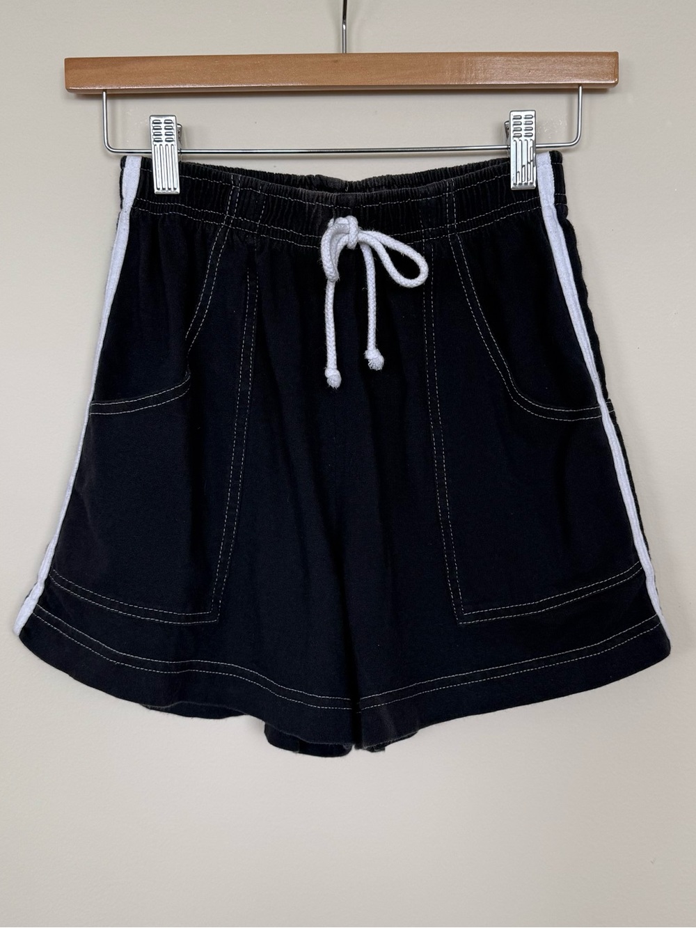 Vintage 90’s High Step Black Track Shorts Drawstring Elastic Cotton Size Medium